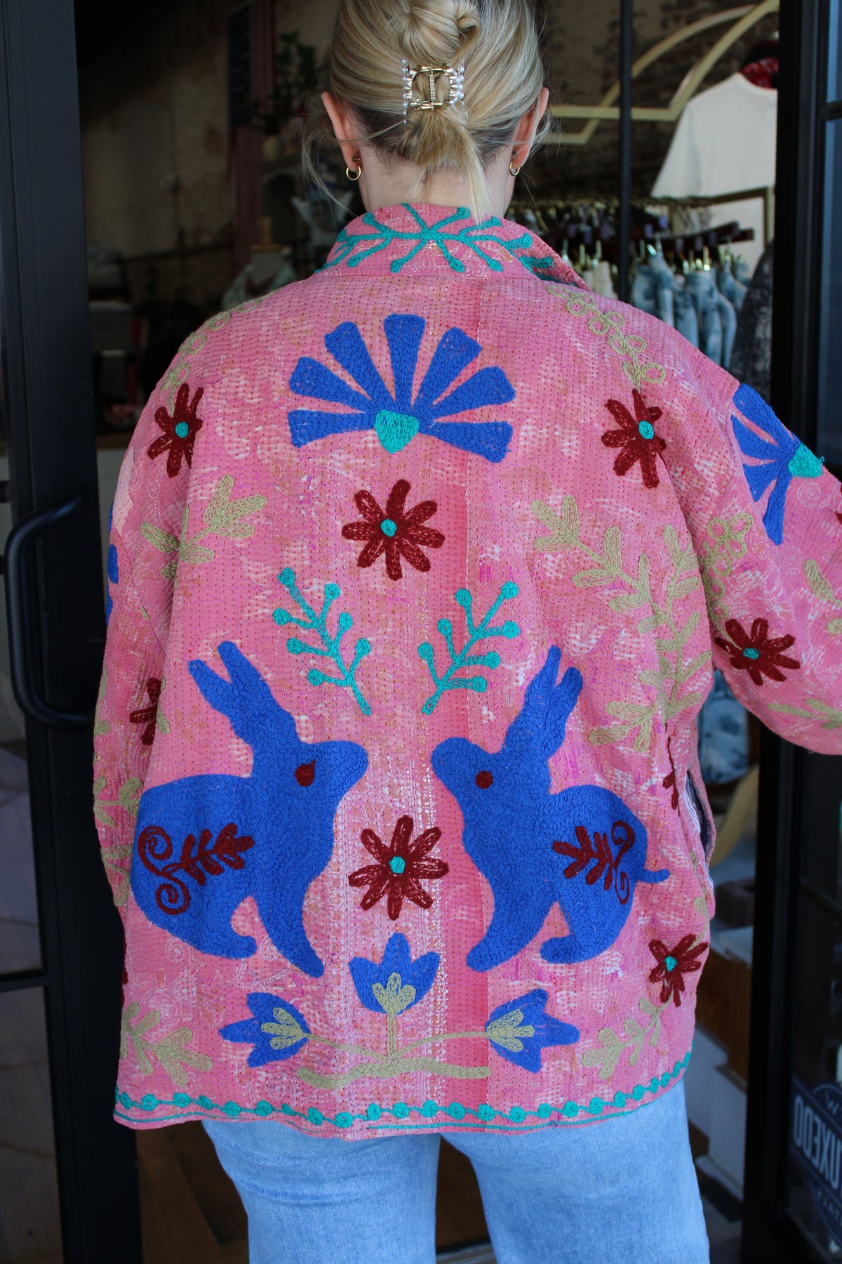 Embroidered Sari Rabbit Jacket