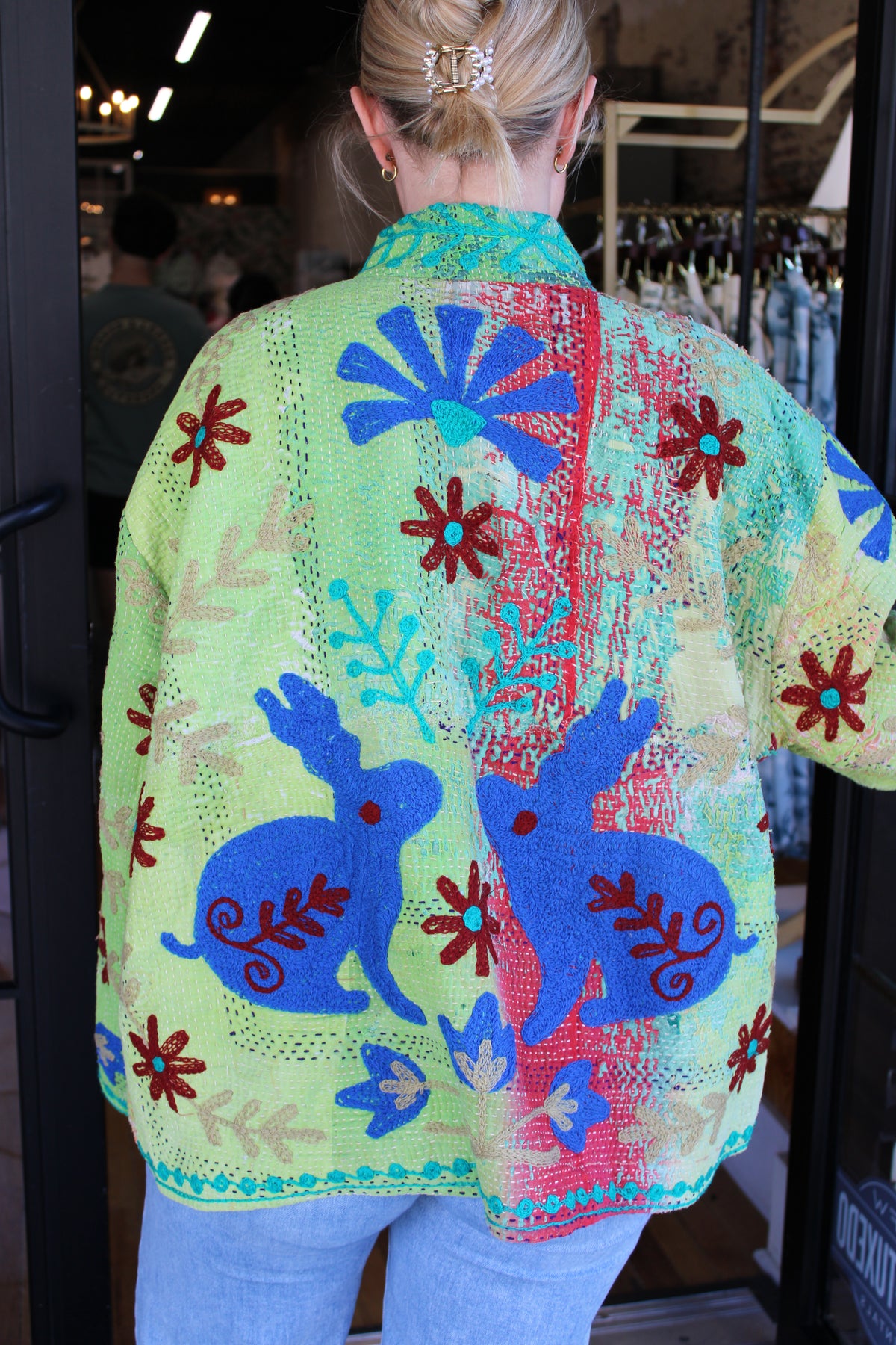 Embroidered Sari Rabbit Jacket