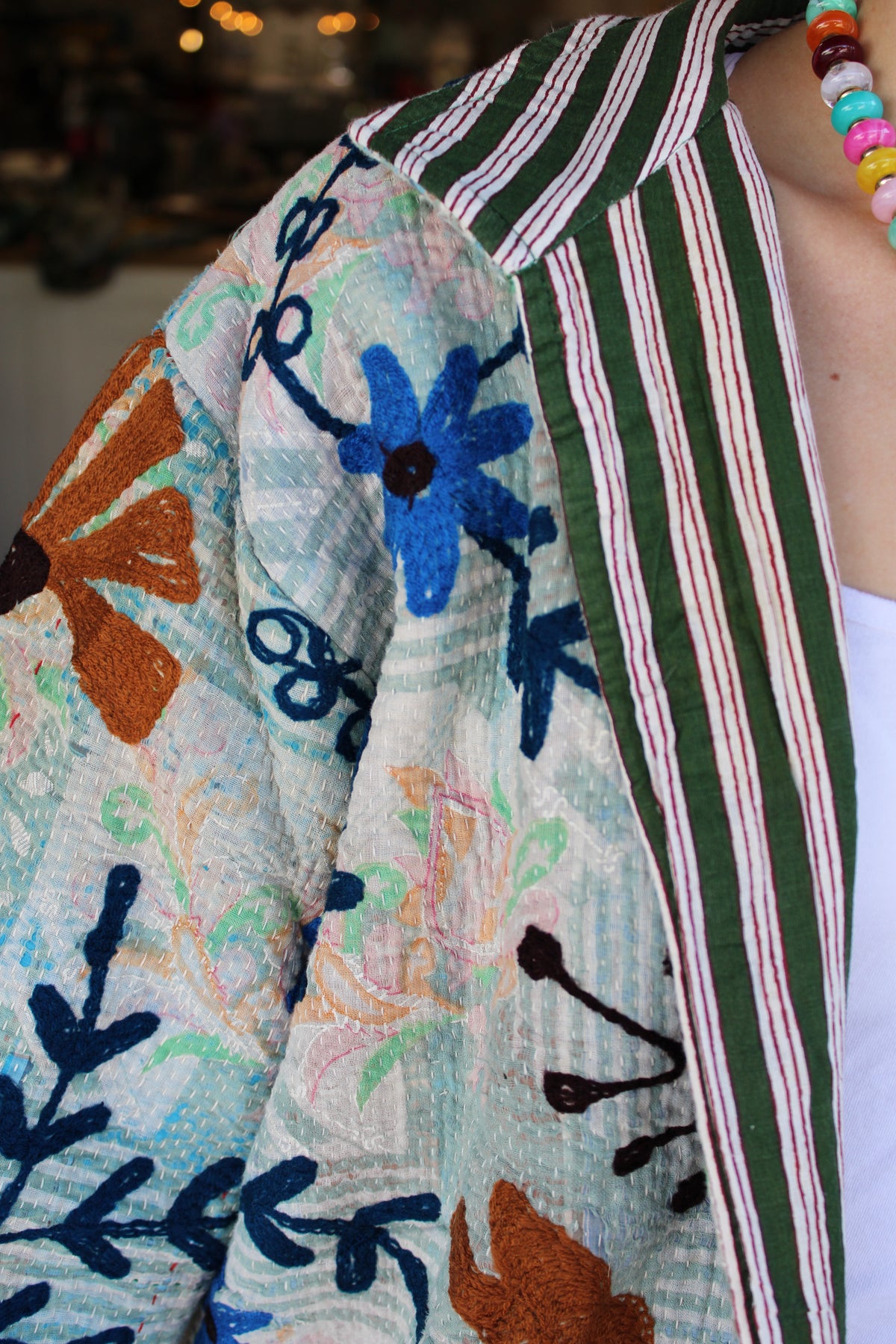 Embroidered Sari Rabbit Jacket