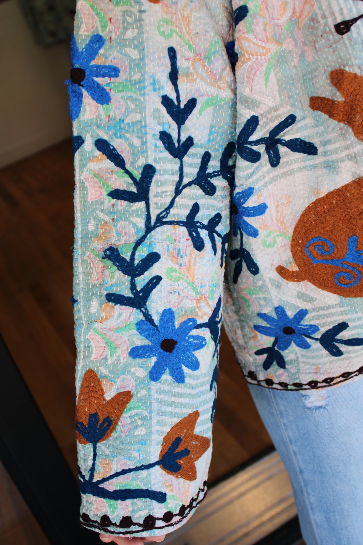 Embroidered Sari Rabbit Jacket