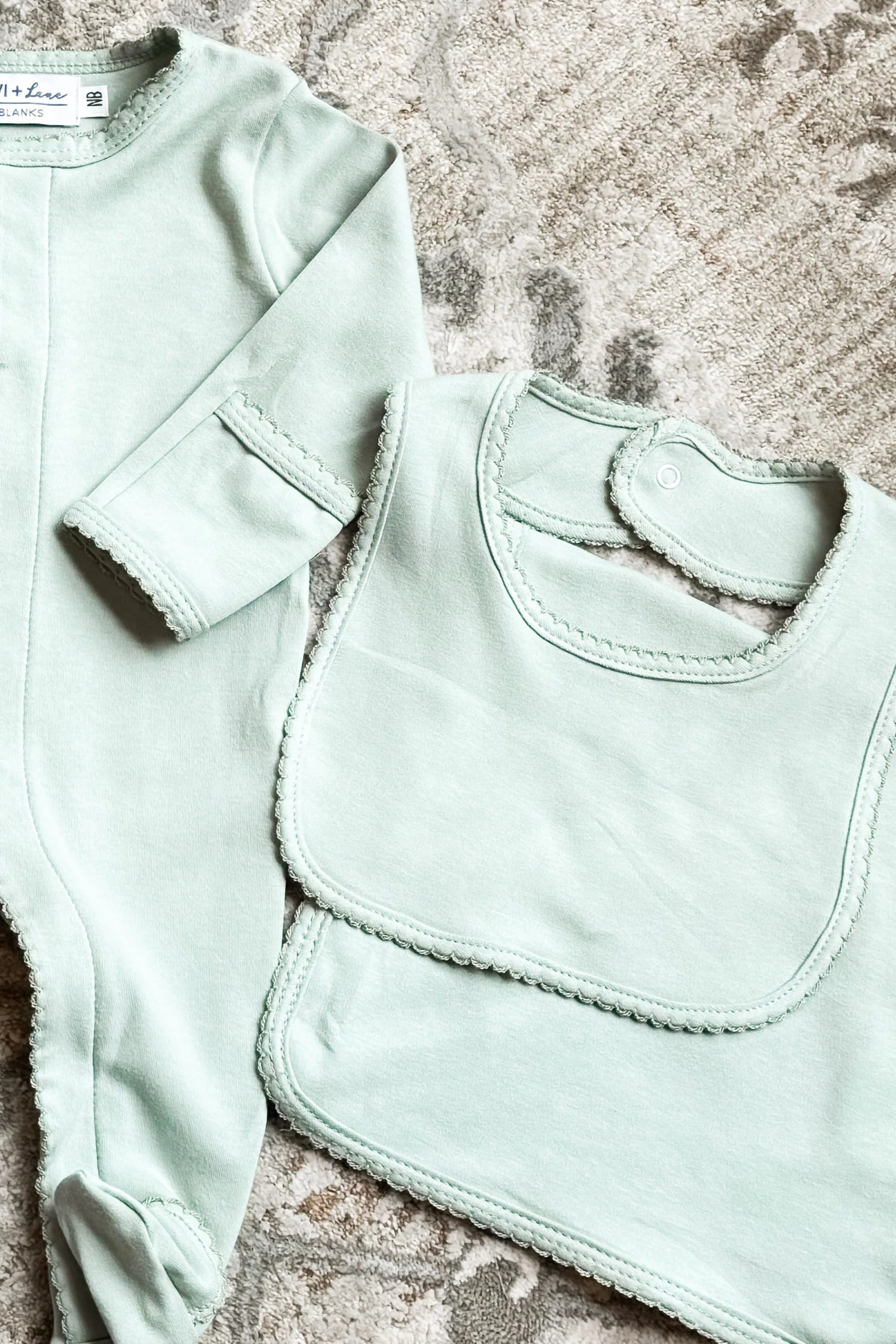 Cotton Picot Bib (Sage Green)