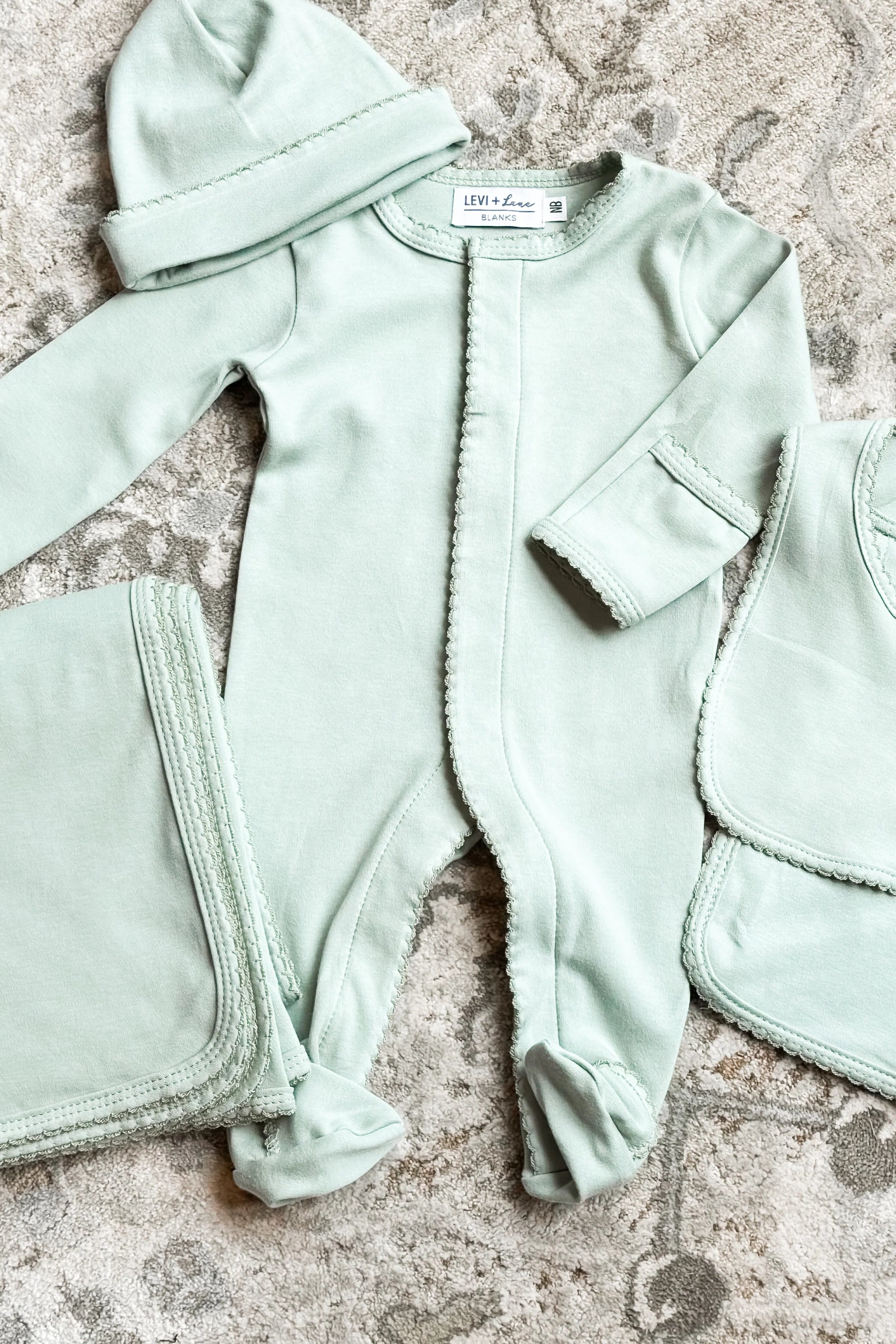 Newborn Cotton Footies (Sage Green)