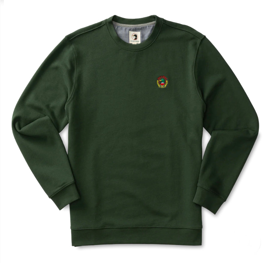 Embroidered Crest Crewneck Pullover - Cilantro