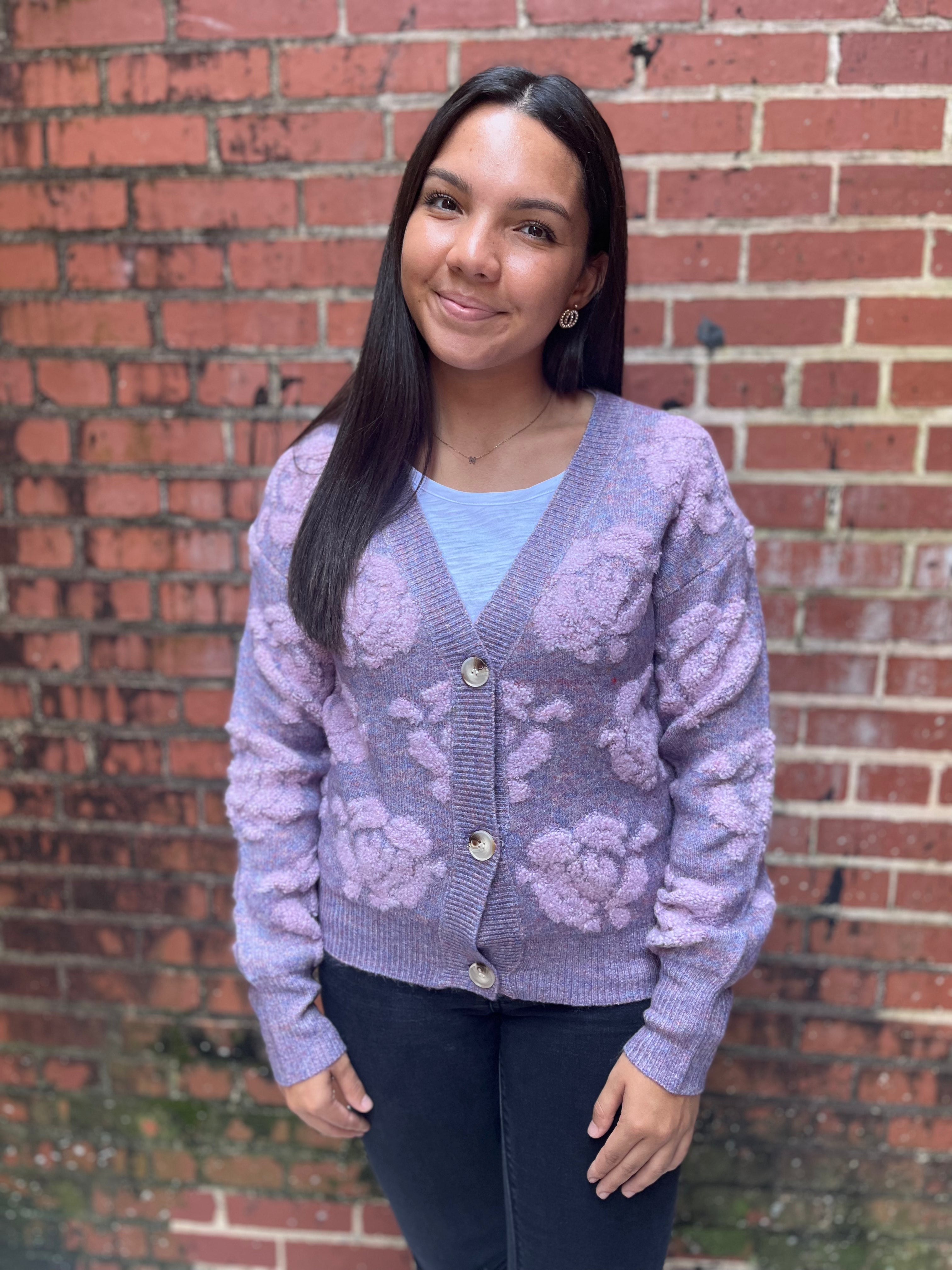The Flora Cardigan - Dusty Lavender