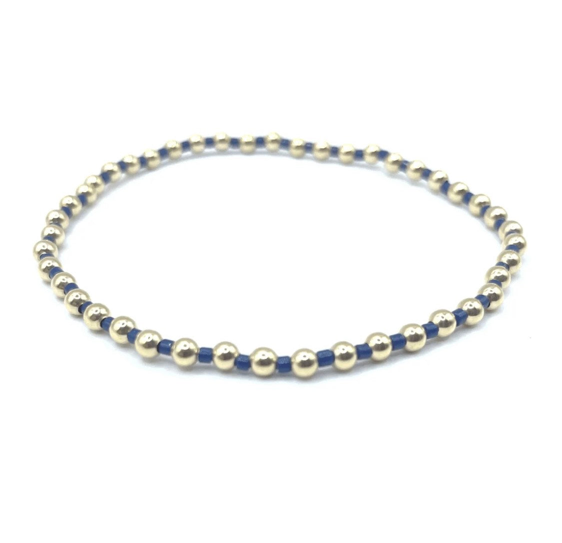 Erin Gray - 3mm Color Crush Newport STORMY Blue & Gold Waterproof Bracelet