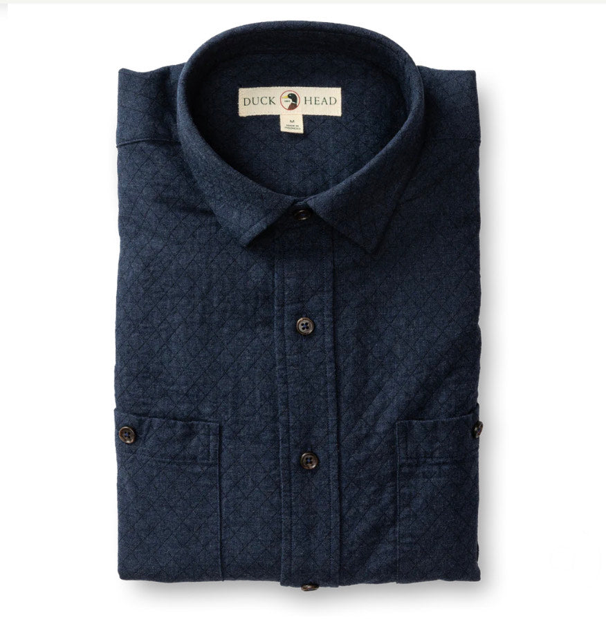 Duck Head Cotton Quilted Sport Shirt (Navy Heather)
