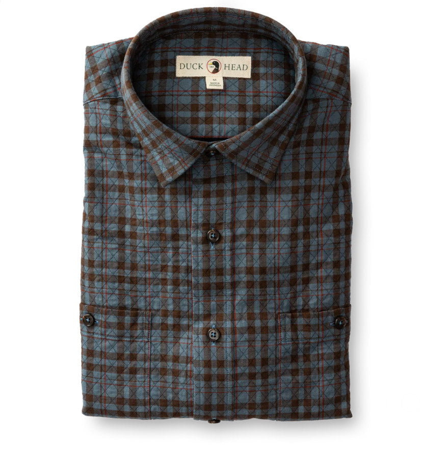 Cotton Quilted Sport Shirt -Stormy Blue