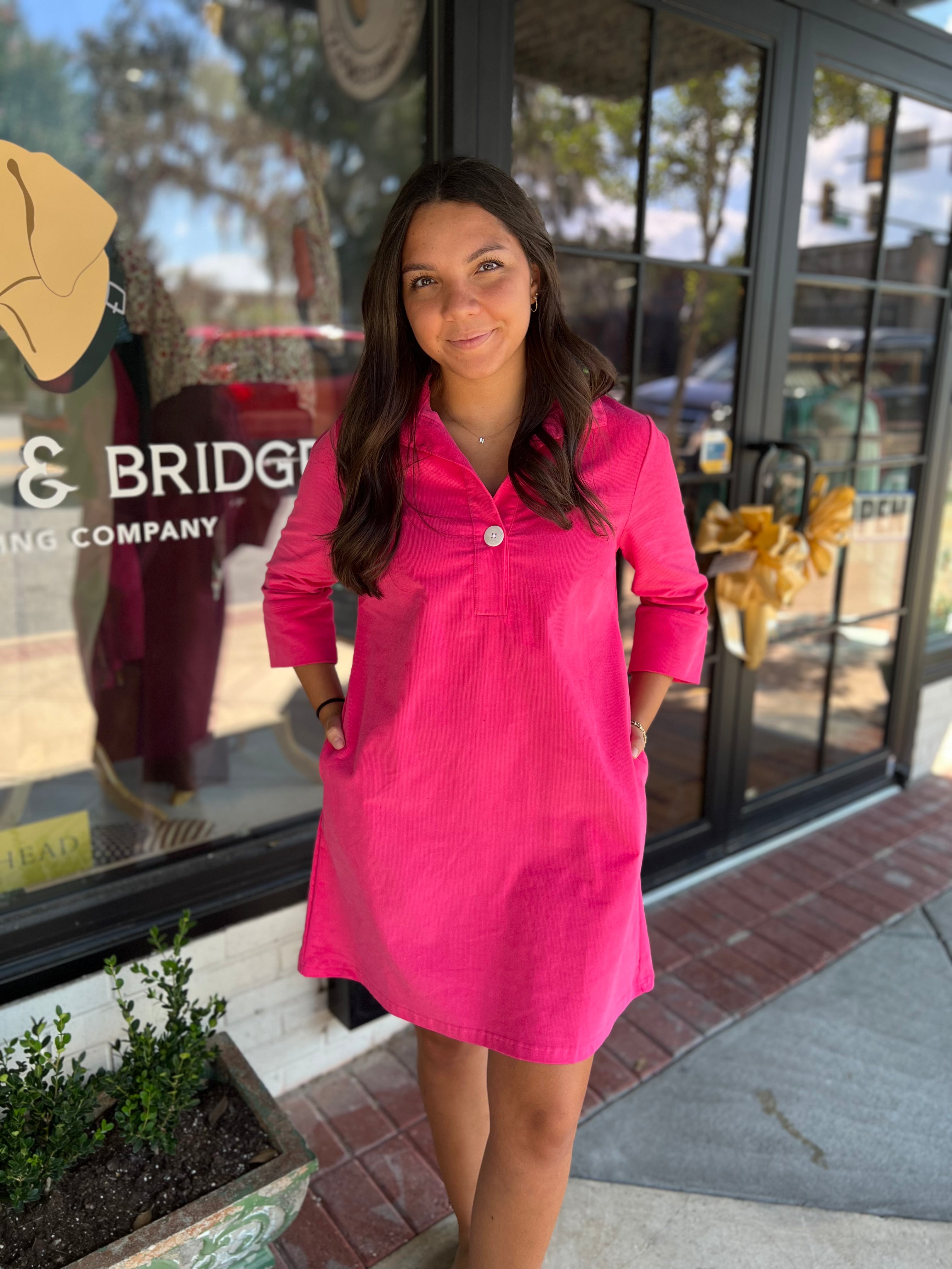 The Sophia Dress - Raspberry Corduroy