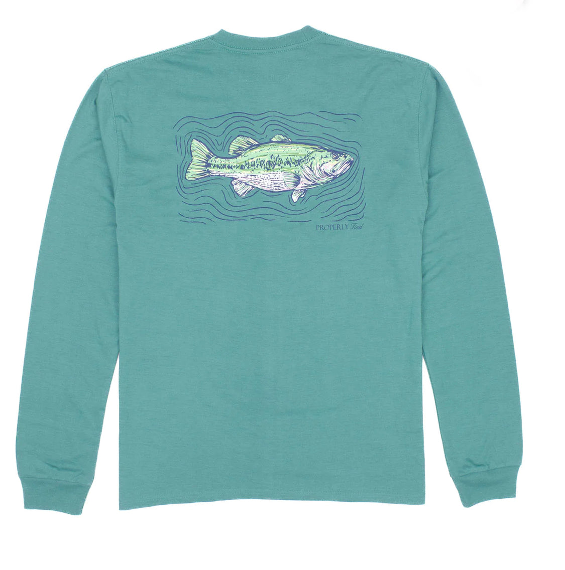 Properly Tied Boys Spotted Bass LS Tee - Teal