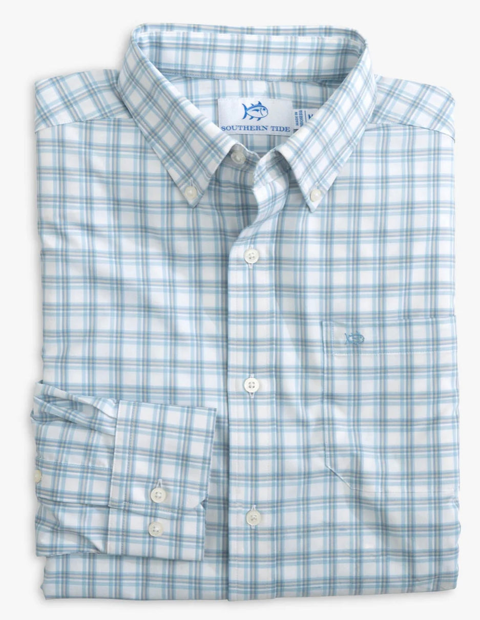 Ellington Plaid Intercoastal Sport Shirts -Dream Blue