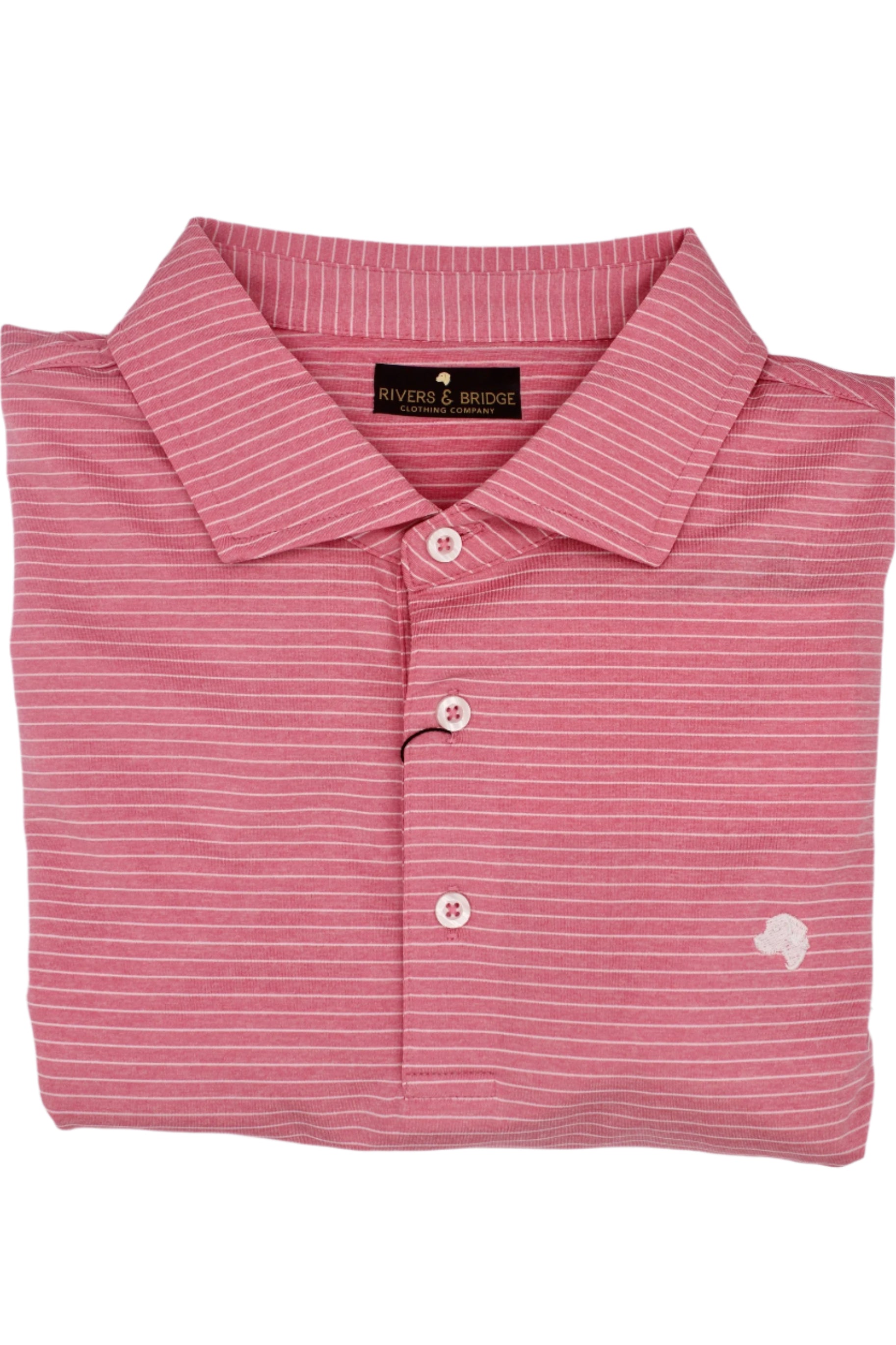 Rivers & Bridge Performance Polo (Melange Pink/White)