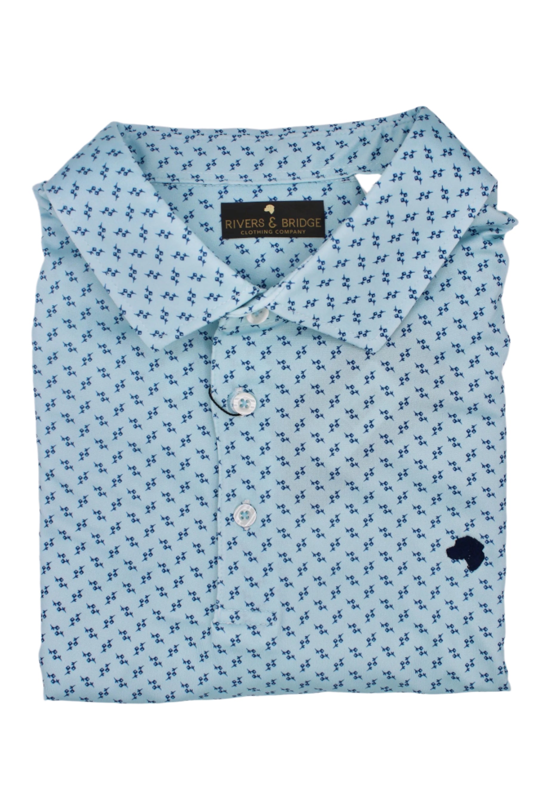 Rivers & Bridge Performance Polo (Aqua/Navy)