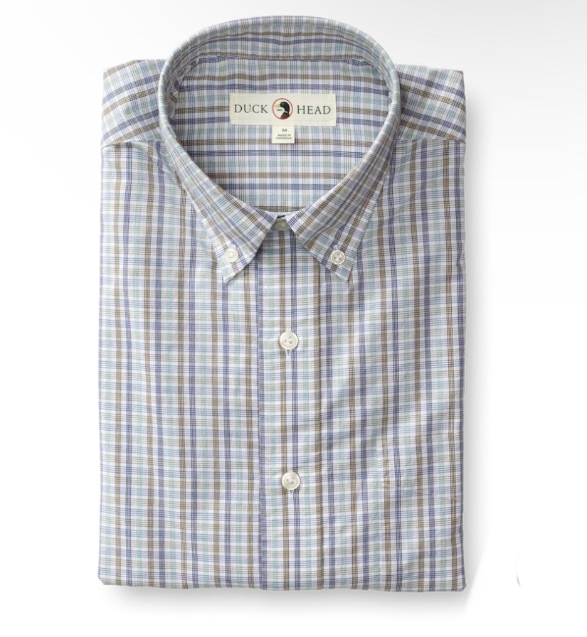 Duck Head Mildren Plaid Sport Shirt -Indigo Blue