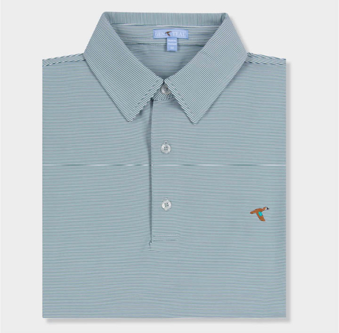GenTeal Pinstripe Performance Polo -Pine