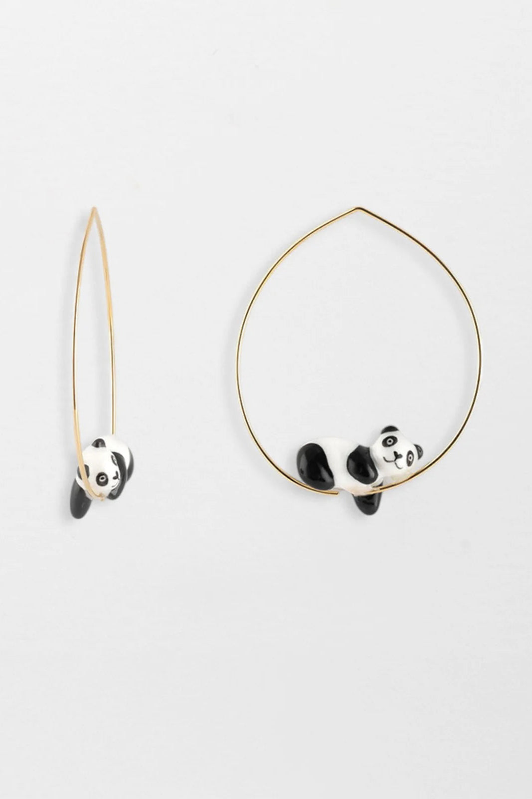 Nach - Small Sleeping Panda Hoop Earrings