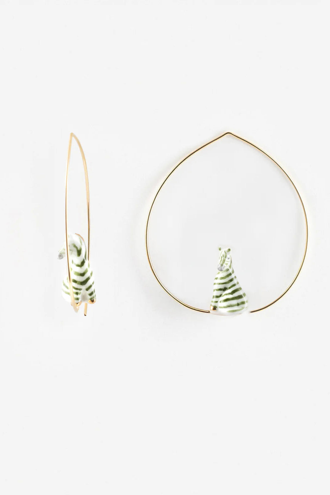 Nach - Green Zebra Hoop Earrings (Savane)