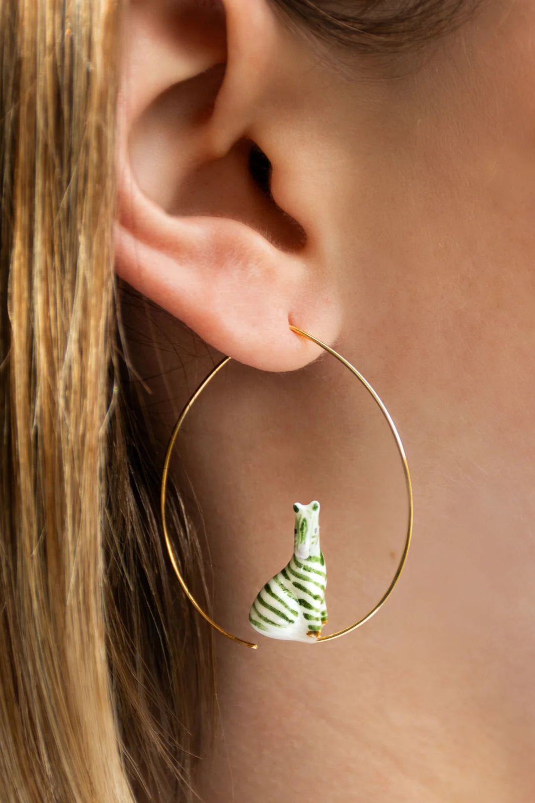 Nach - Green Zebra Hoop Earrings (Savane)