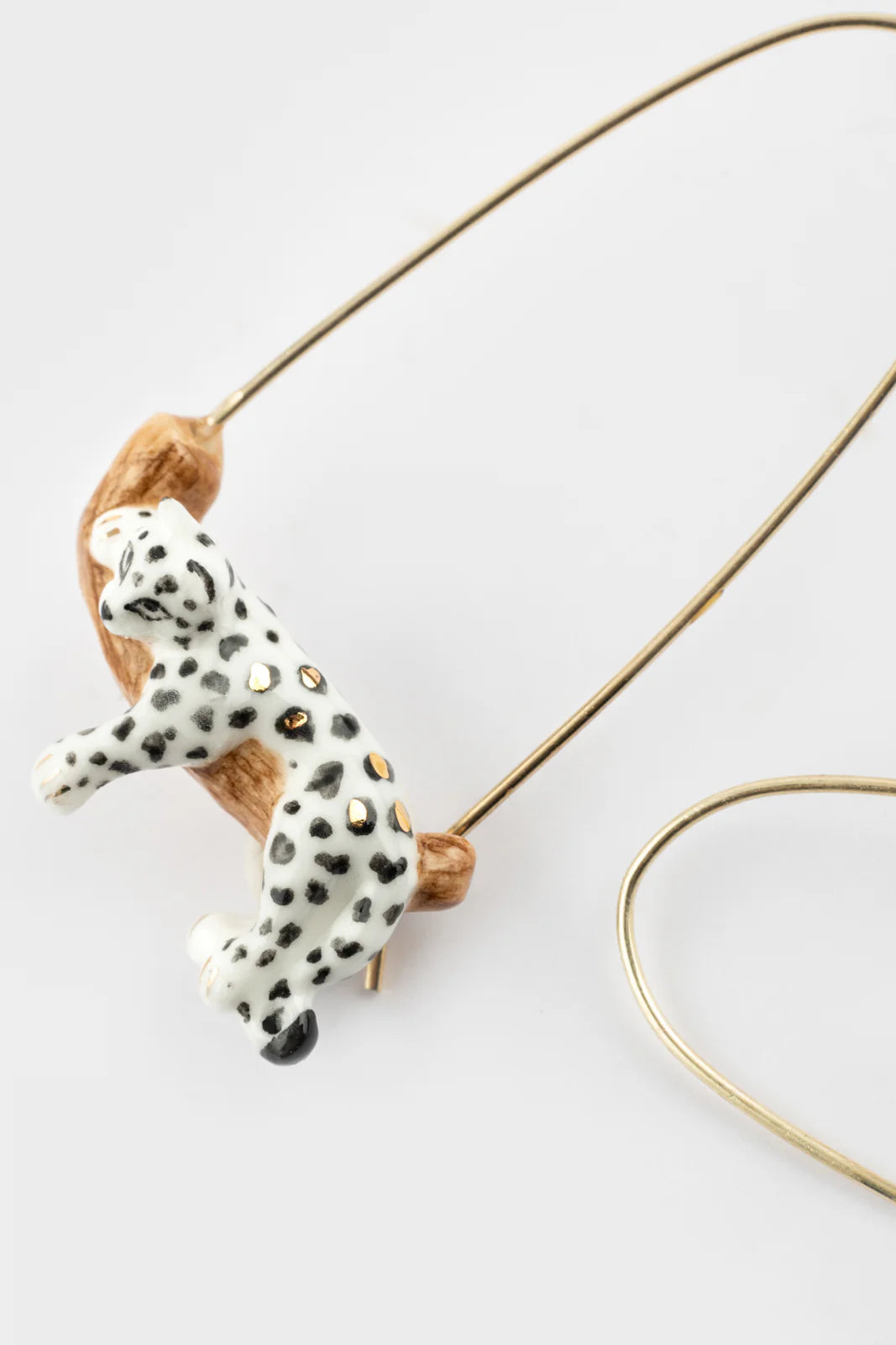 Nach - Sleeping White Leopard Hoop Earrings (Savane)