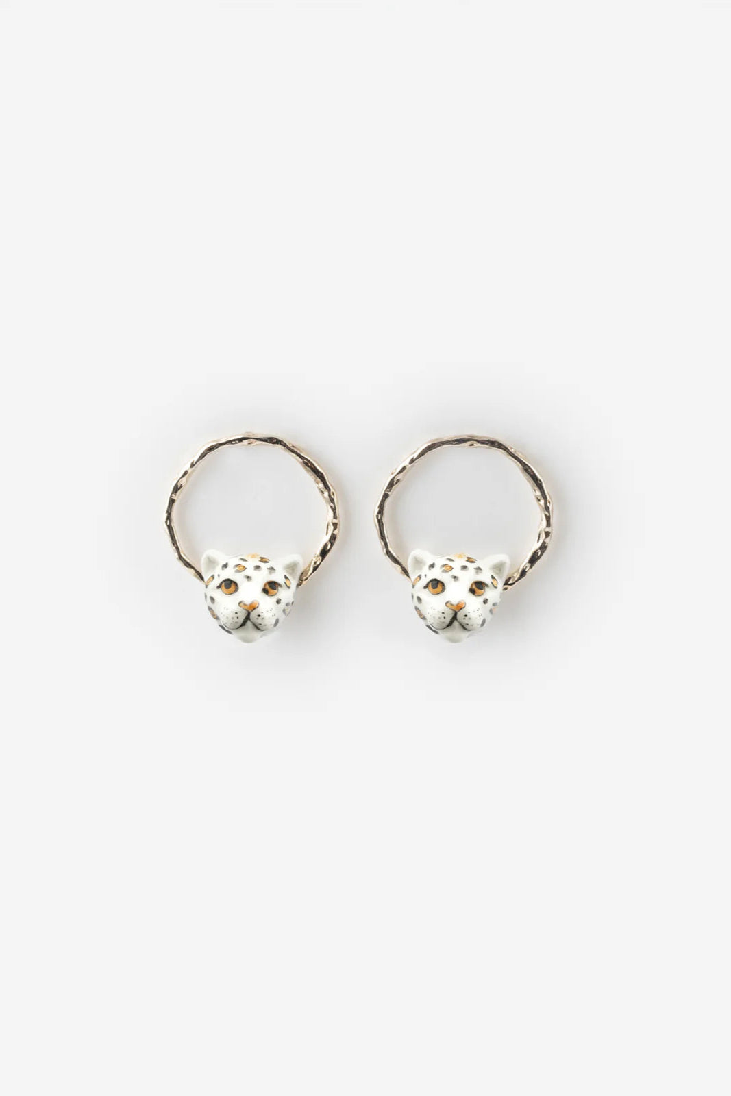 Nach - White Leopard Loop Earrings (Savane)