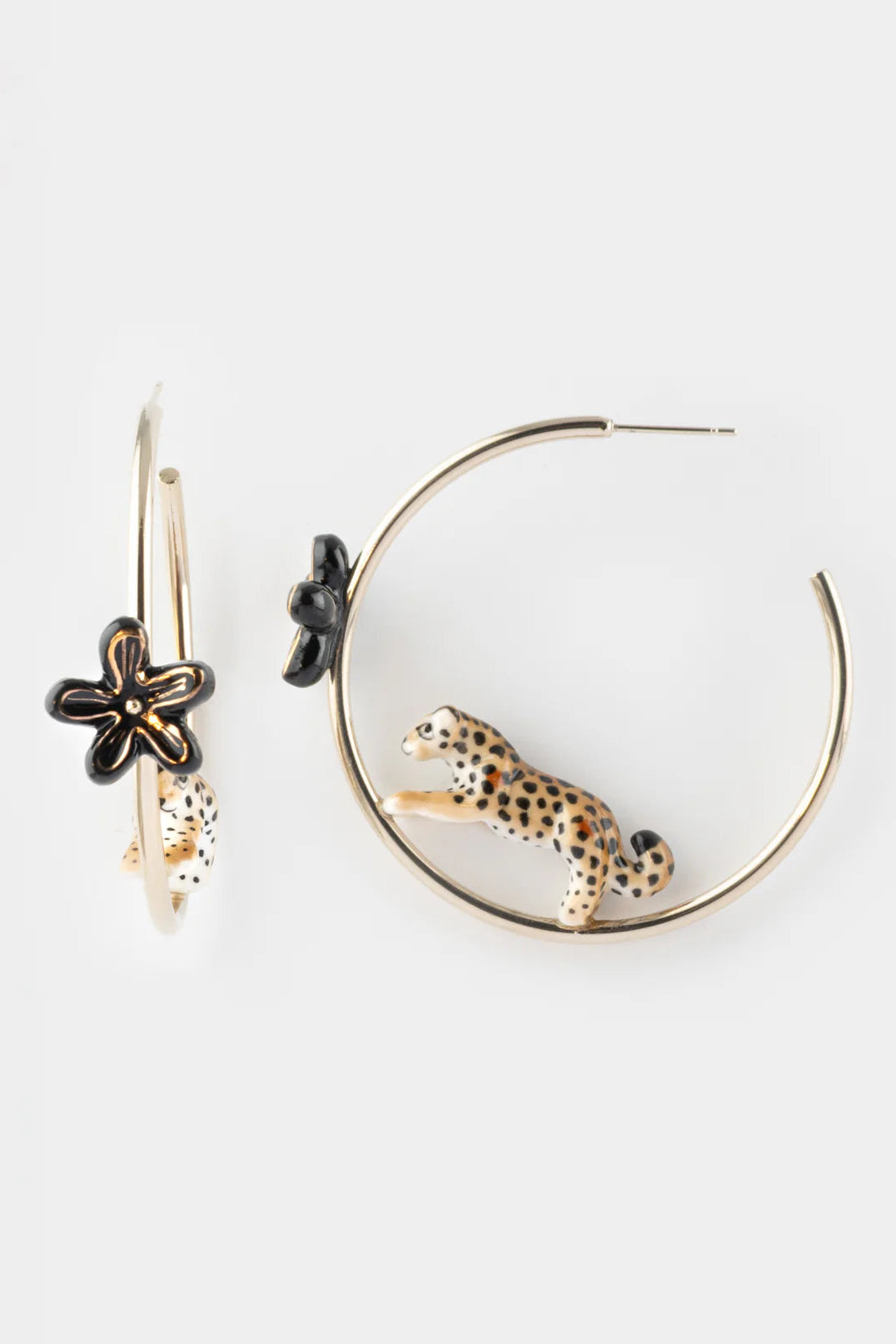 Nach - Leaping Leopard Half-Moon Earrings