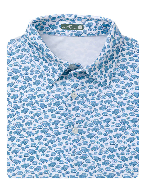 Genteal - Brrr Printed Polo (White Rover Safari)