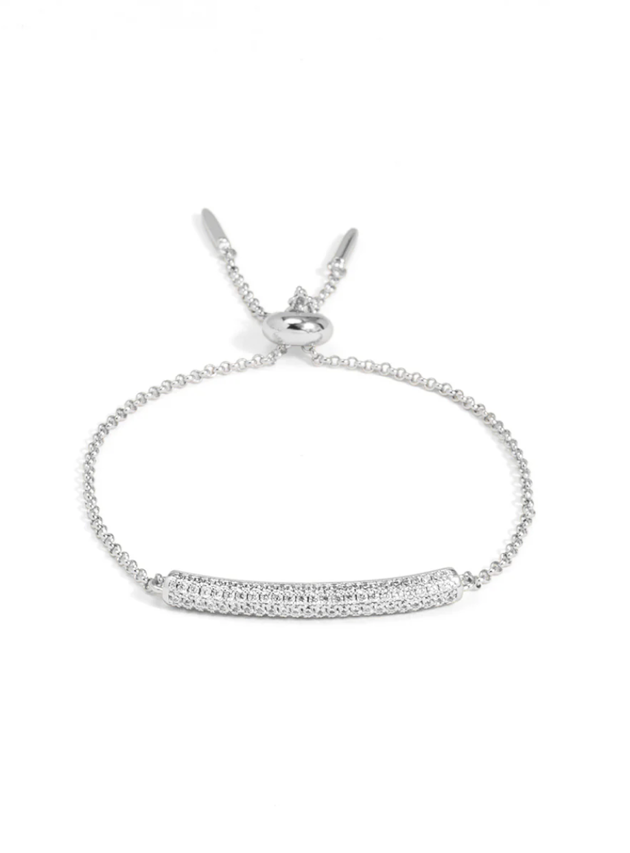 rho Pavé Slim Bar Slider Bracelet - Silver