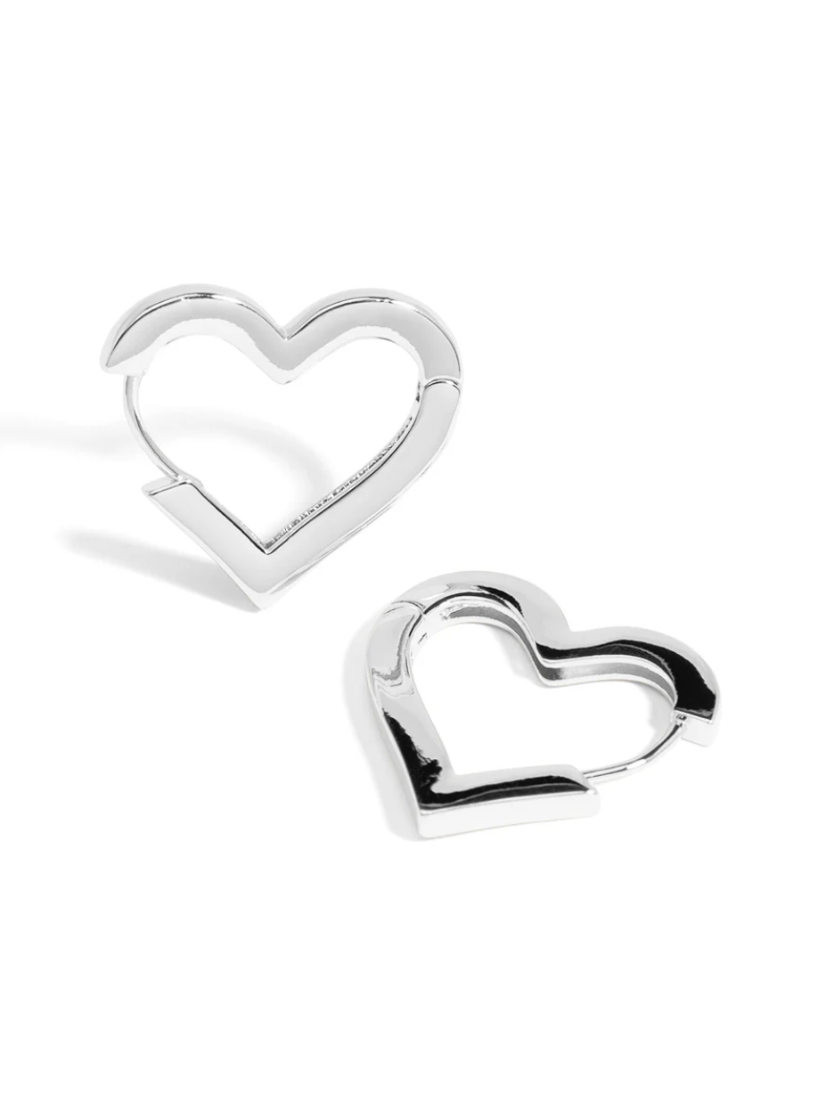 rho Heart Hoop Earring - Silver