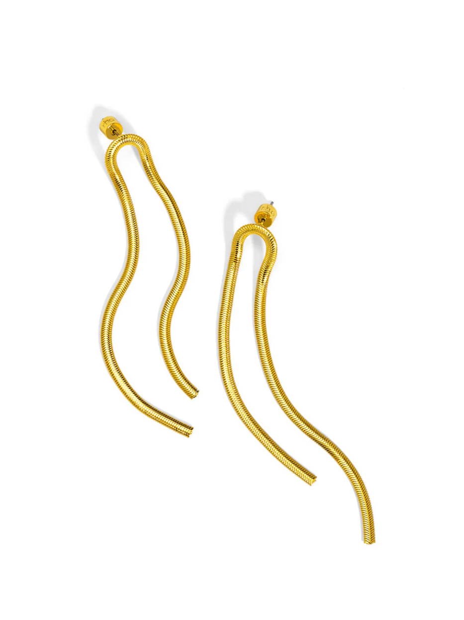 rho Arch Herringbone Drop Earring - Gold