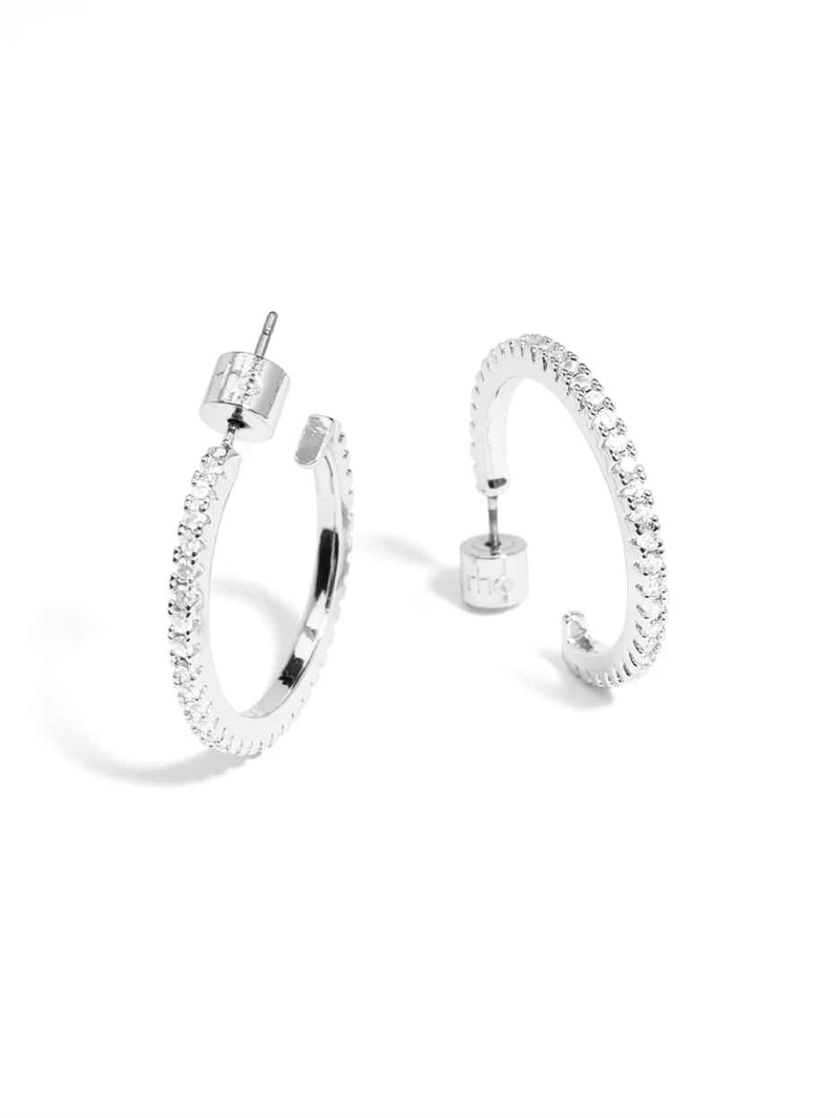 rho Small Pav≈Ω Hoop Earring - Silver