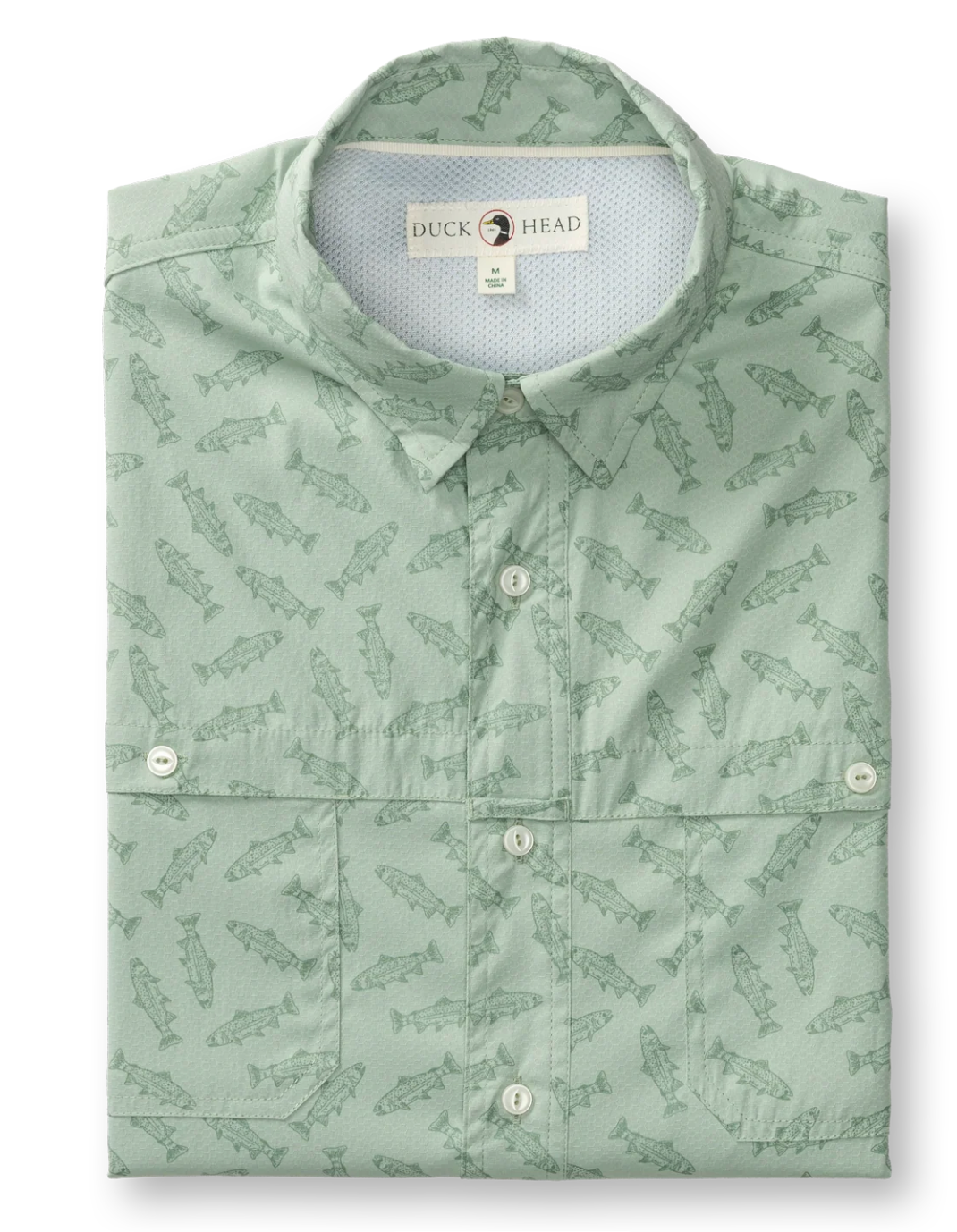 Duck Head - Performance Dobby Guide Shirt Angler Print (Sage)