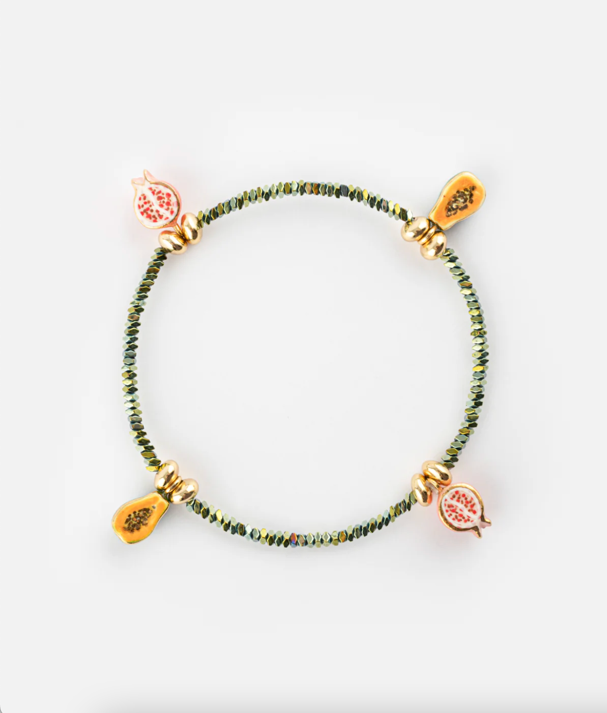 Nach - Pomegranates & Papayas Hematite Beads Bracelet - Vibration