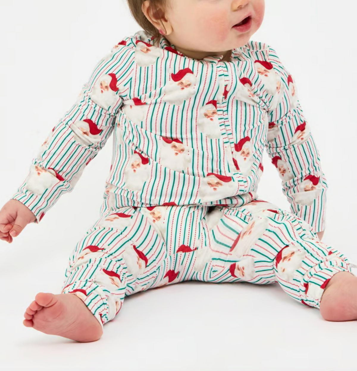 Mary Square - Baby Pajamas (Santa Baby Stripes)