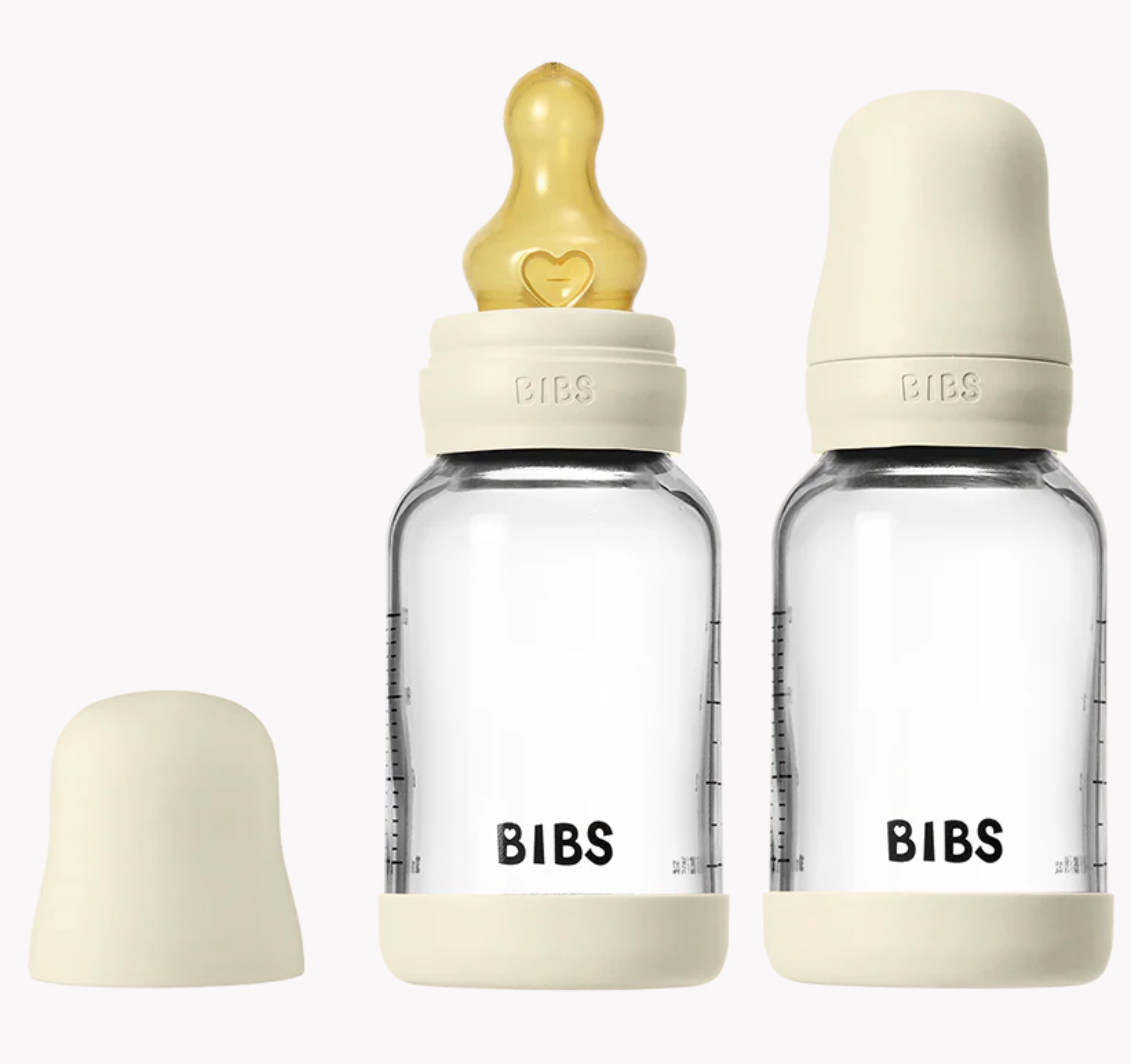 BIBS - 4 oz Latex Baby Glass Bottle Set (Ivory)