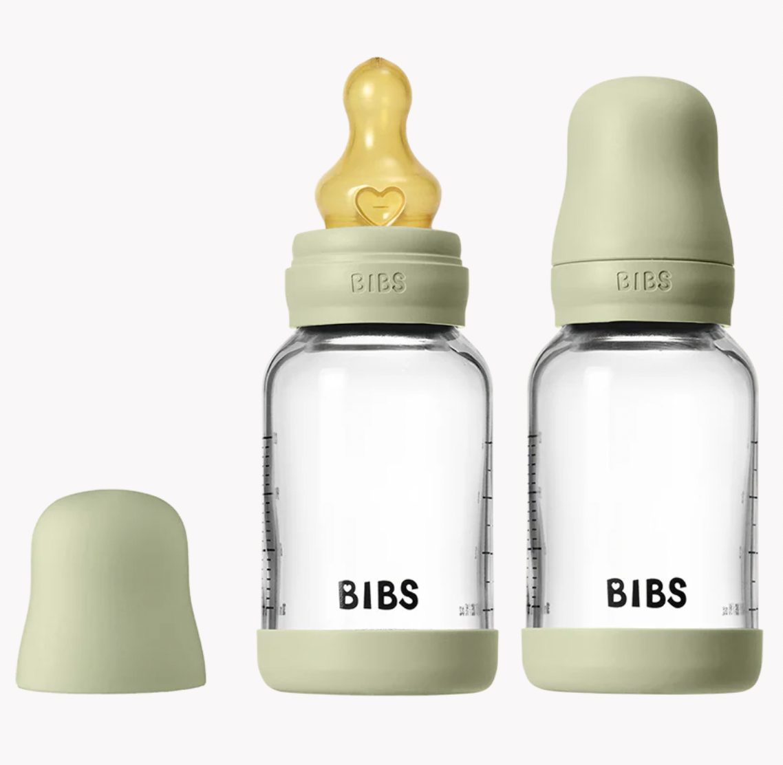 BIBS - 4 oz Latex Baby Glass Bottle Set (Sage)