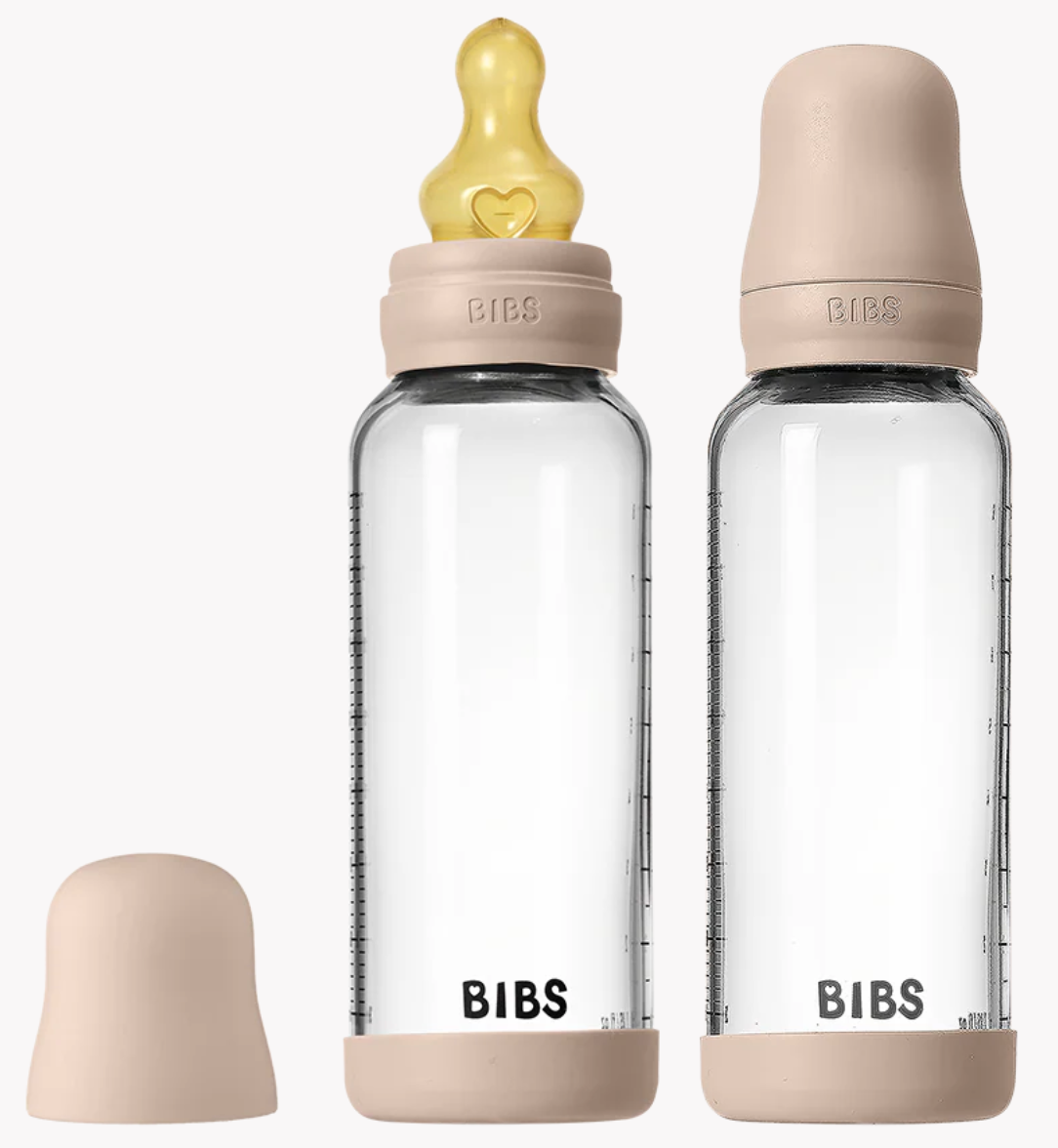 BIBS - 8 oz Latex Baby Glass Bottle Set (Blush)