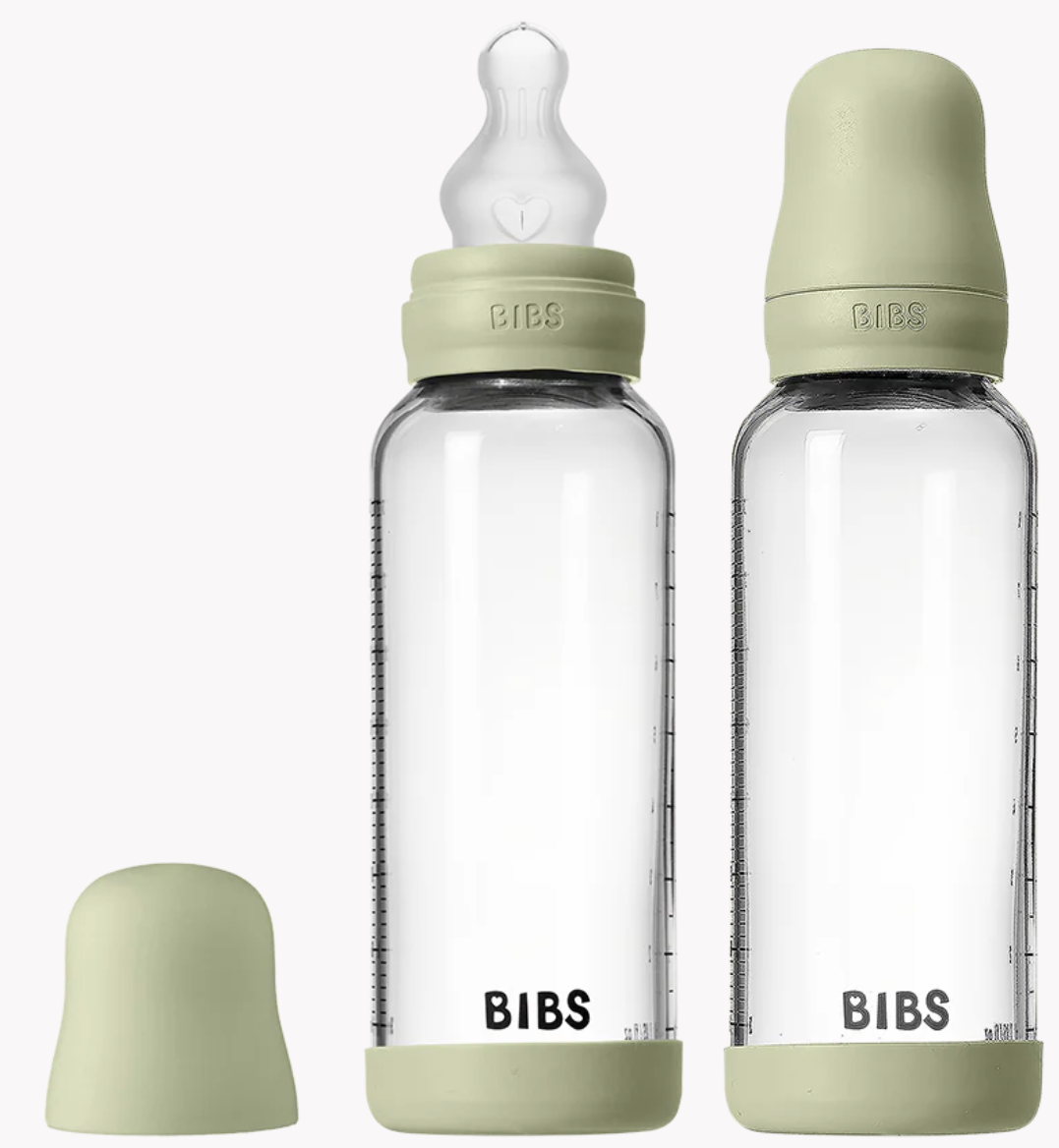 BIBS - 8 oz Silicone Baby Glass Bottle Set (Sage)