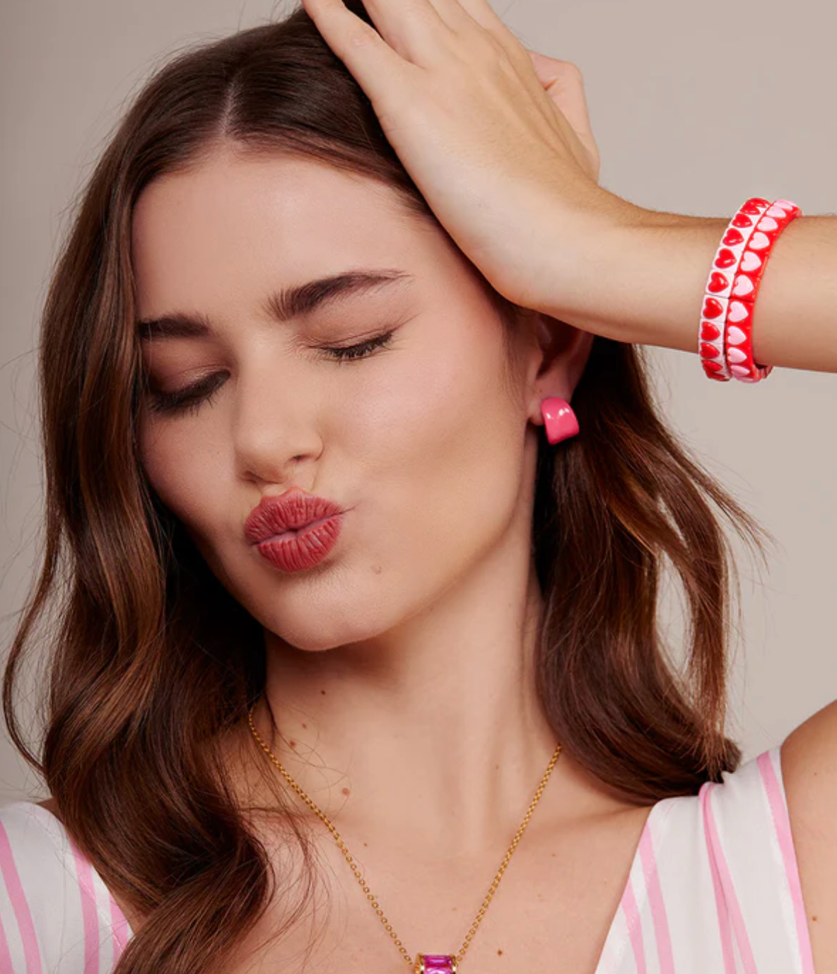 Zenzii Lexie Enamel Love Crush Bracelet - Pink