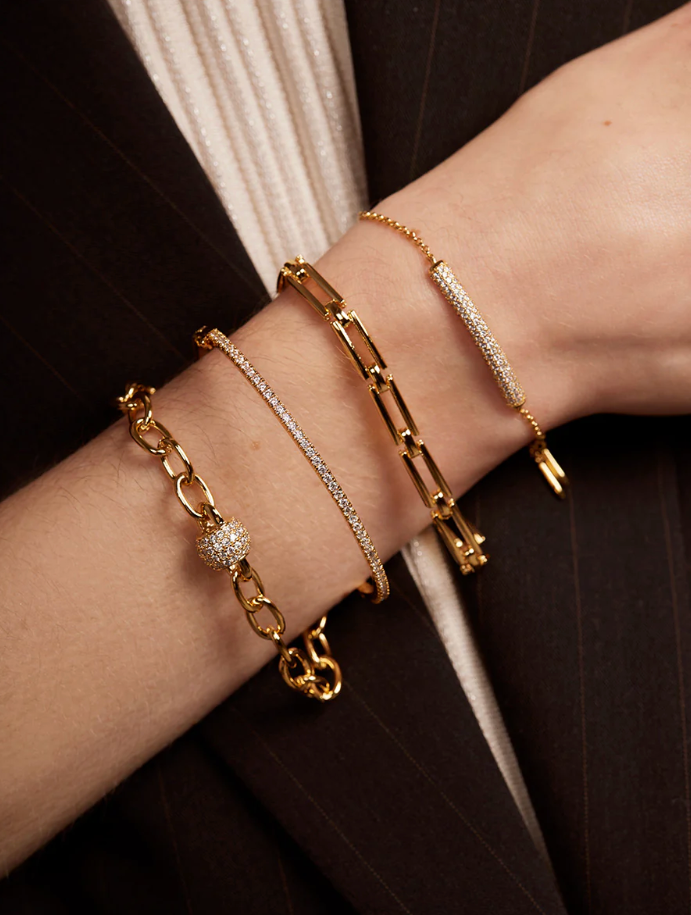 rho Pavé Slim Bangle - Gold