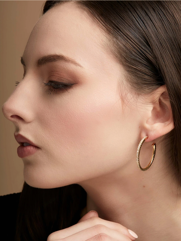 rho Medium Pav≈Ω Hoop Earring - Gold