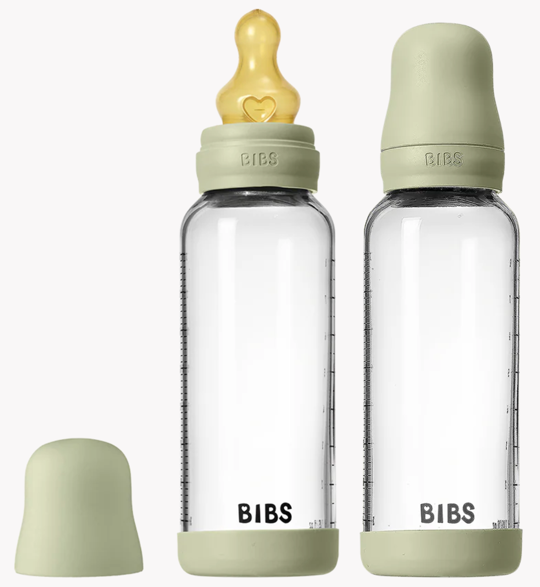BIBS - 8 oz Latex Baby Glass Bottle Set (Sage)