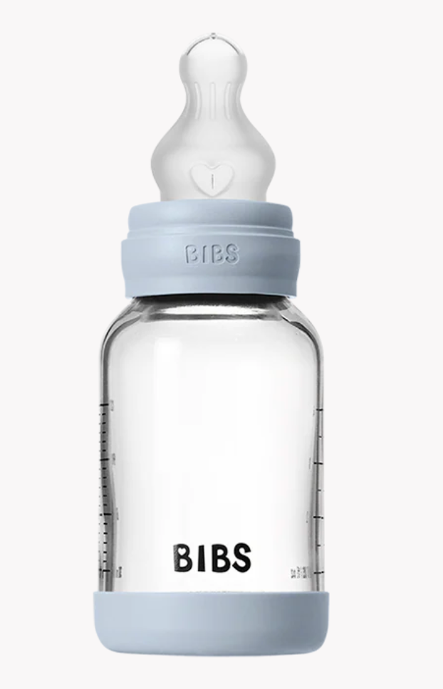 BIBS - 4 oz Silicone Glass Bottle (Baby Blue)