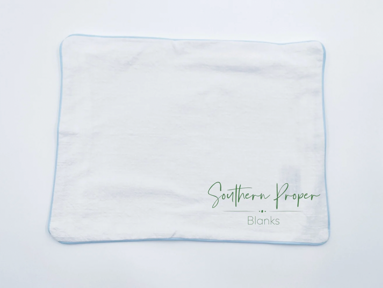 Cotton Pillowcase (Light Blue Trim)
