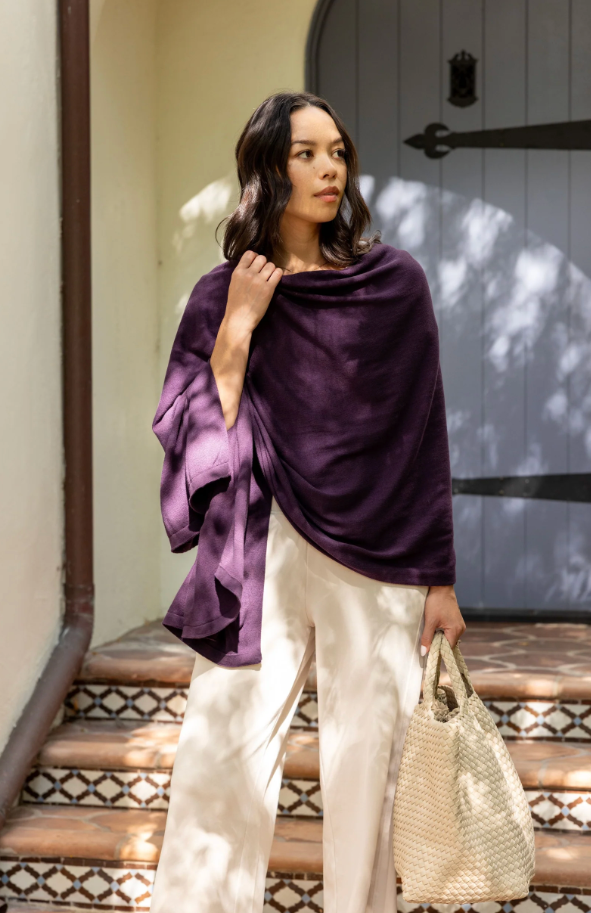 100% organic cotton travel scarf in blackberry by Zestt