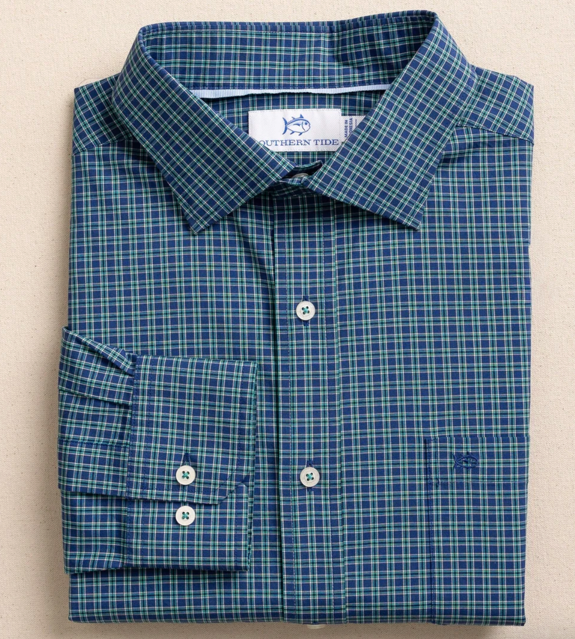 Charleston Sportshirt in Lanier Plaid (Nautical Blue) by Southern Tide