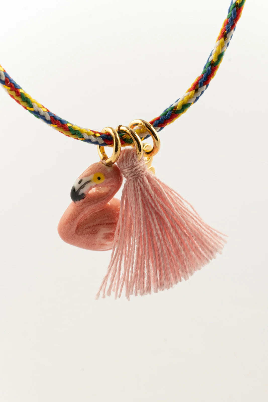 Nach - Multicolored Flamingo Charm Bracelet with Pompom