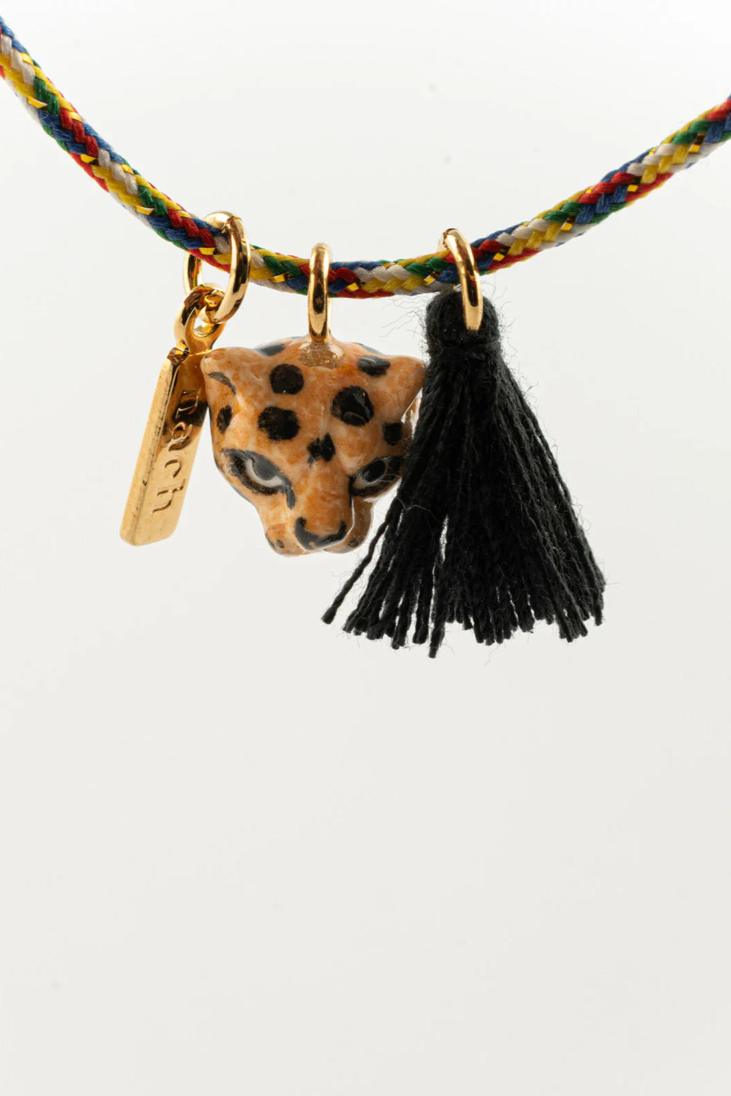 Nach - Leopard Head Pompom Multicolor Charm Bracelet