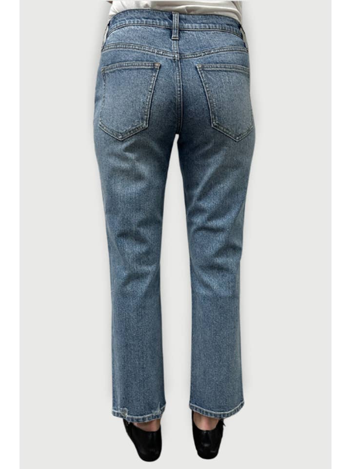 Oliver Logan - Ludlow Mid Rise Relaxed Indigo Aged Blue Jean