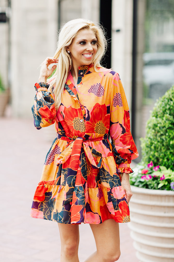 The Naomi Long Sleeve Button Dress -