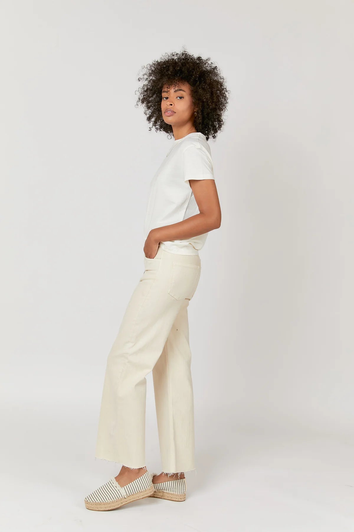 Oliver Logan - Aberdeen Ankle Crop High Rise Jean (Ecru)
