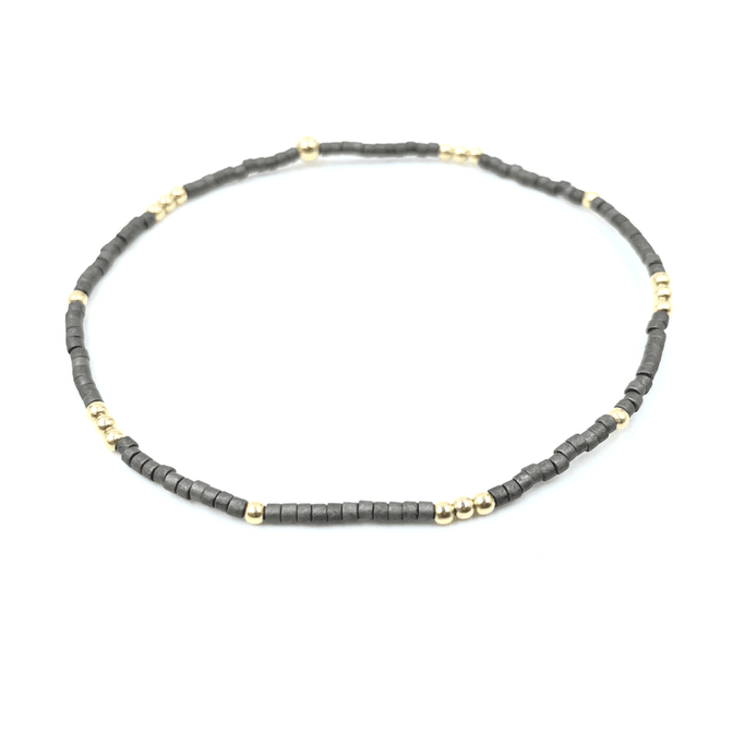 Erin Gray - Newport Bracelet in Graphite + Gold Filled